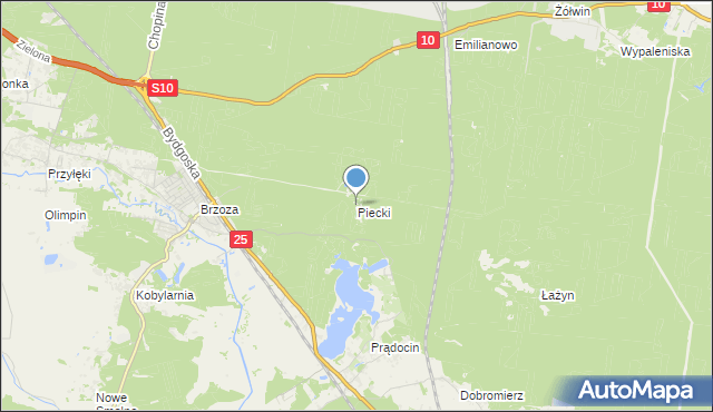 mapa Piecki, Piecki gmina Nowa Wieś Wielka na mapie Targeo